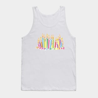 Rainbow birthday candles with happy birthday Tank Top